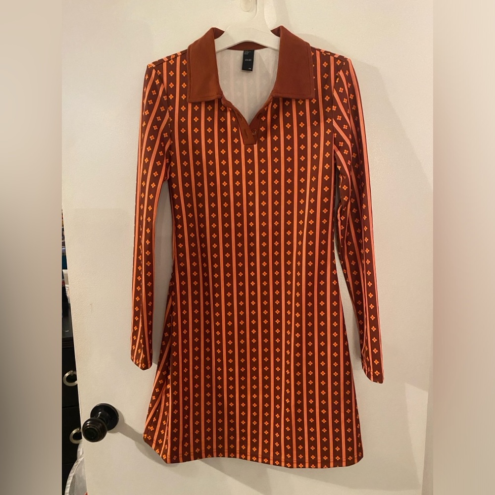 Groovy Polo Retro Style Dress, X-Small